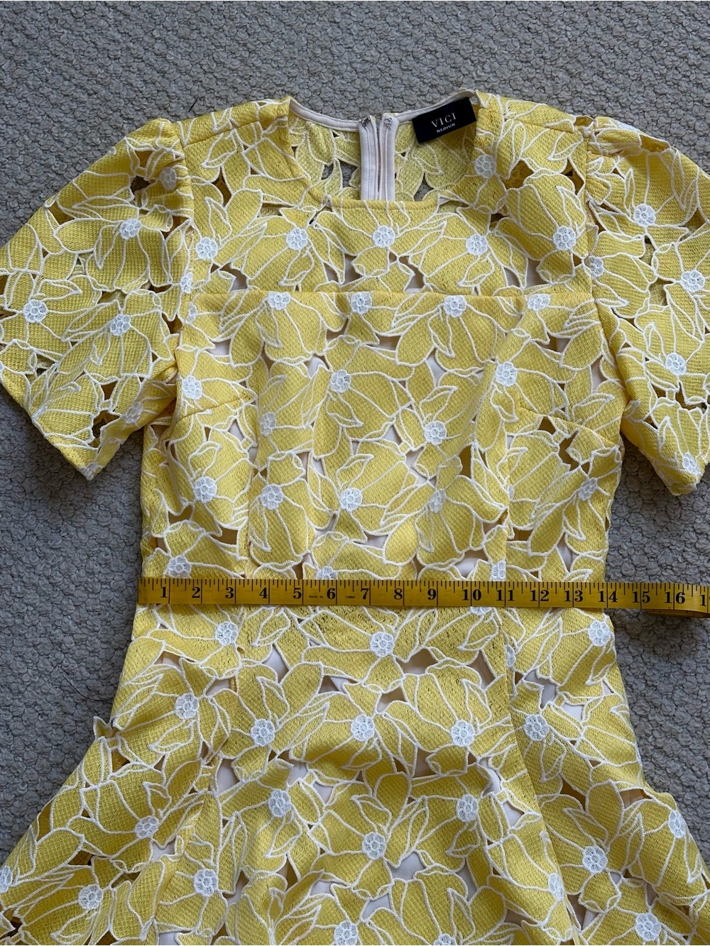 Vici Yellow Floral Lace Fit & Flare Mini Dress - Picture 6 of 7